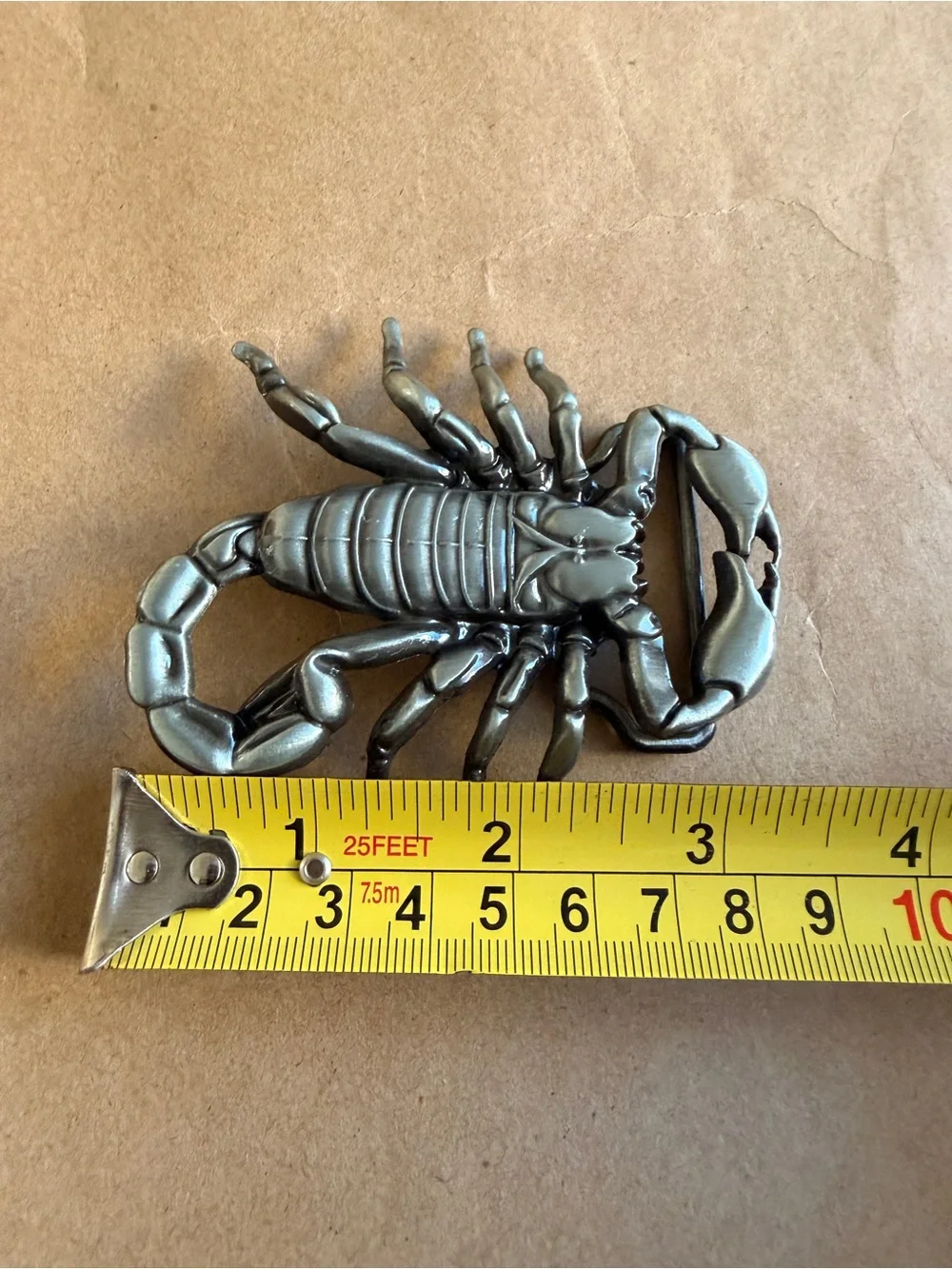 3D antique silver toned scorpion belt buckle,